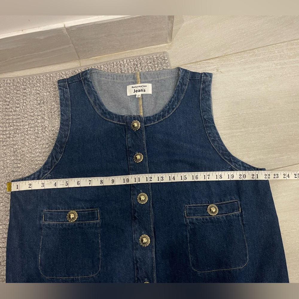 Reformation Women's Blue Tropez Denim Mini Dress 12 - Picture 9 of 11